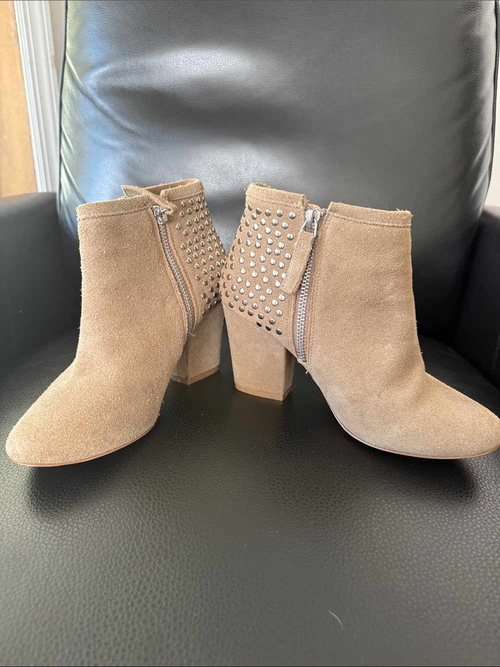 Steve Madden Suede Studded Ankle Boots - Taupe